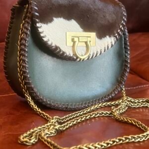 Brown and Forest Convertible Flap Bag